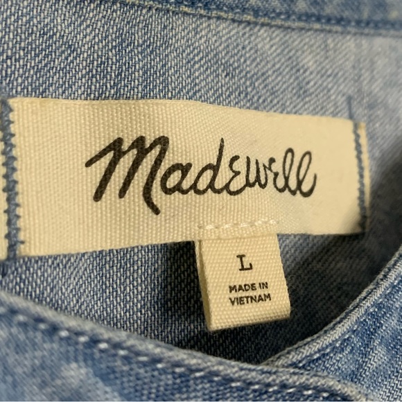 Madewell Blue Chambray/Henley Blouse - Picture 4 of 5
